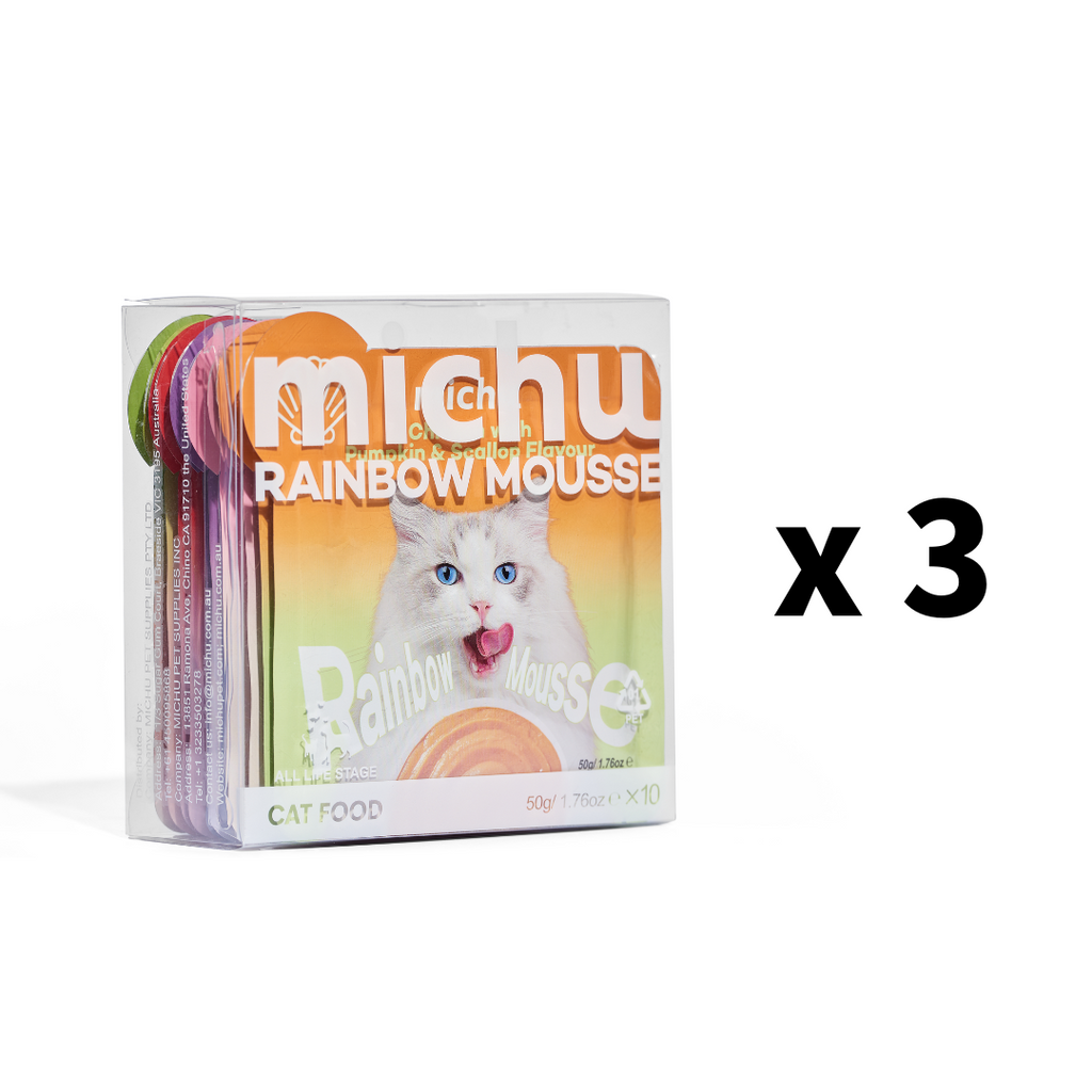 Michu Rainbow Mousse Wet Cat Food 5 Flavours- Complete Food/Wet Mixer and Topper 10pcs/Pack