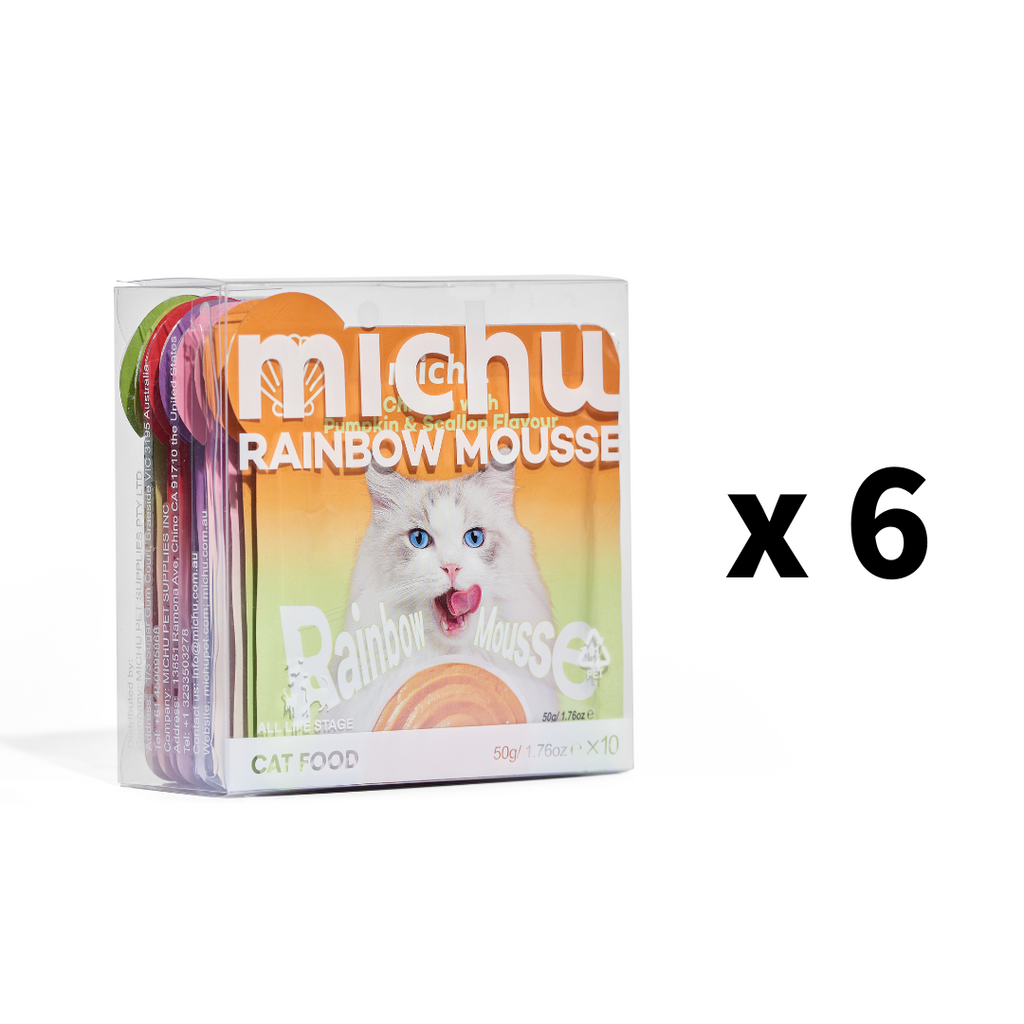 Michu Rainbow Mousse Wet Cat Food 5 Flavours- Complete Food/Wet Mixer and Topper 10pcs/Pack