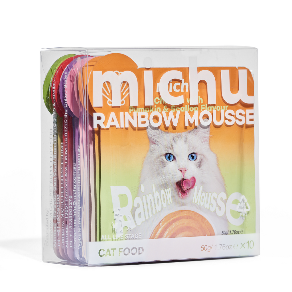 Michu Rainbow Mousse Wet Cat Food 5 Flavours- Complete Food/Wet Mixer and Topper 10pcs/Pack