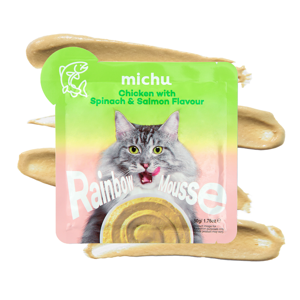 Michu Rainbow Mousse Wet Cat Food 5 Flavours- Complete Food/Wet Mixer and Topper 10pcs/Pack