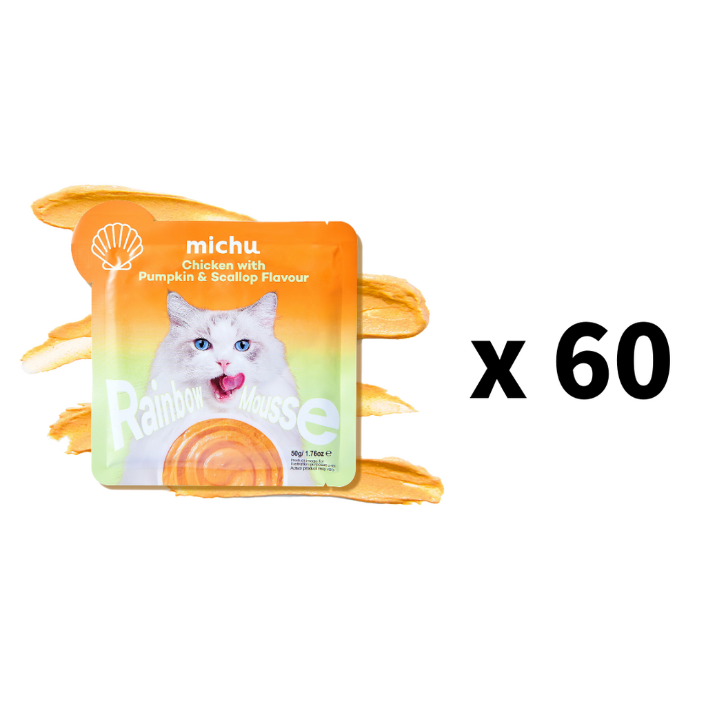 Michu Rainbow Mousse Wet Cat Food 5 Flavours- Complete Food/Wet Mixer and Topper 10pcs/Pack