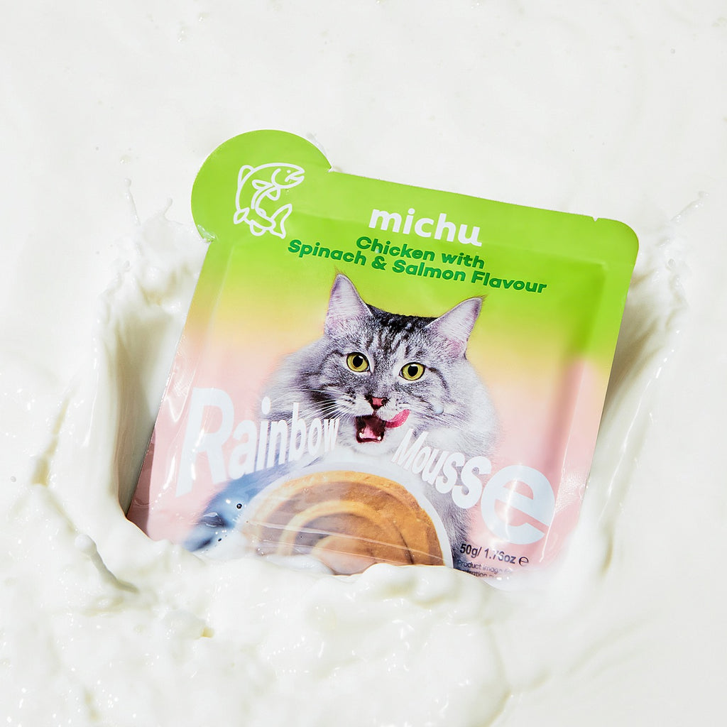 Michu Rainbow Mousse Wet Cat Food 5 Flavours- Complete Food/Wet Mixer and Topper 10pcs/Pack