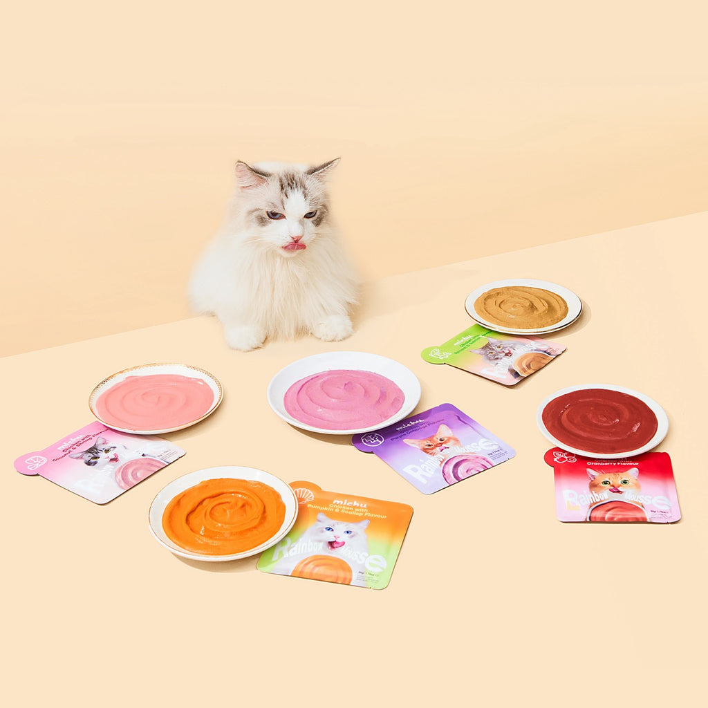 Michu Rainbow Mousse Wet Cat Food 5 Flavours- Complete Food/Wet Mixer and Topper 10pcs/Pack