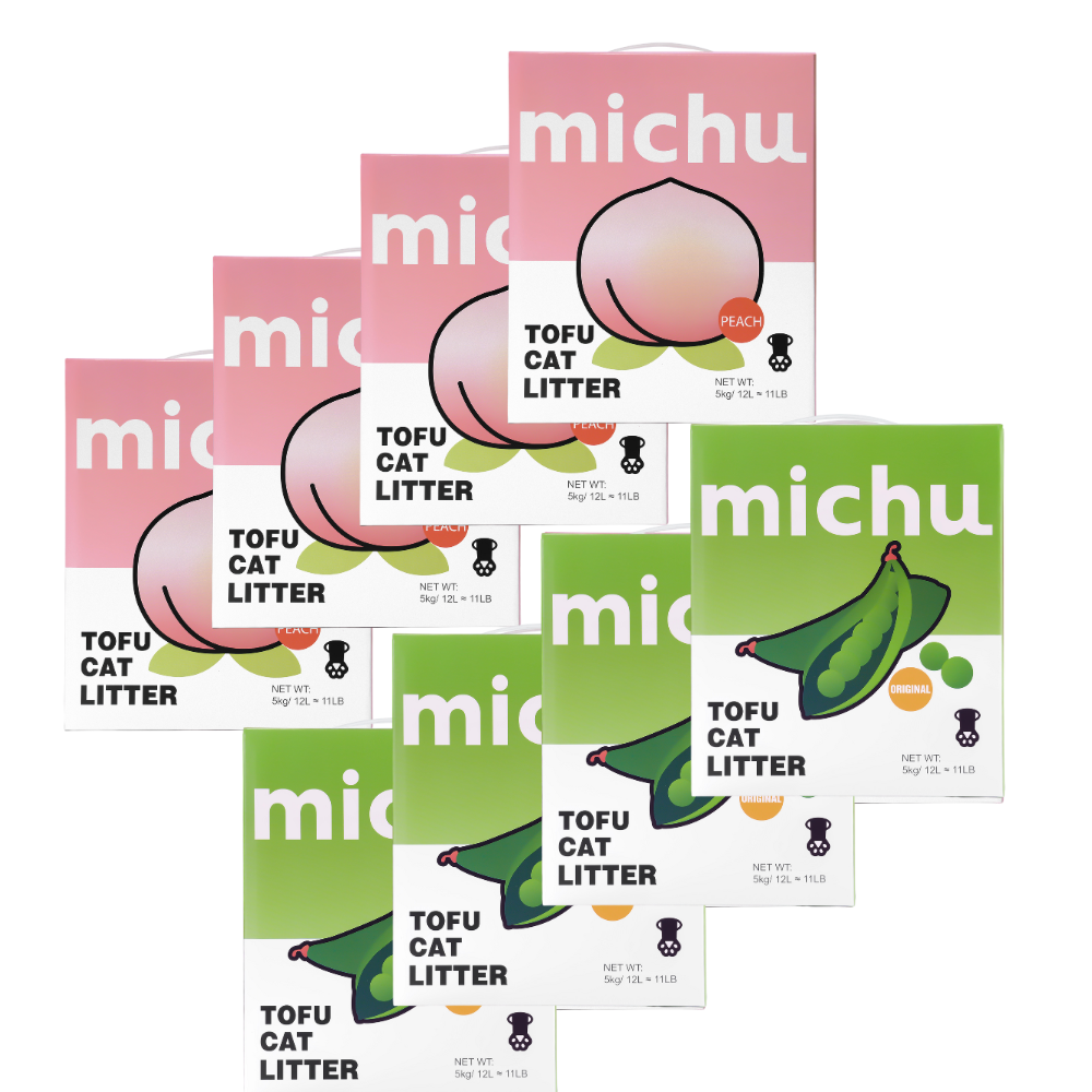 Michu Tofu Cat Litter Gen3 - Natural Clumping Tofu-Based Formula - Value Box 5 kg