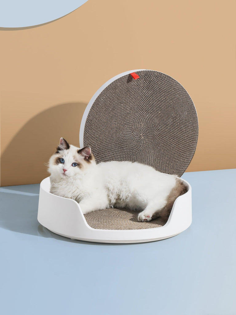 Mayitwill XL Castle 2 in 1 Front-Entry Cat Litter Box with Scratch Basin, Scoop included, White - Furrytail