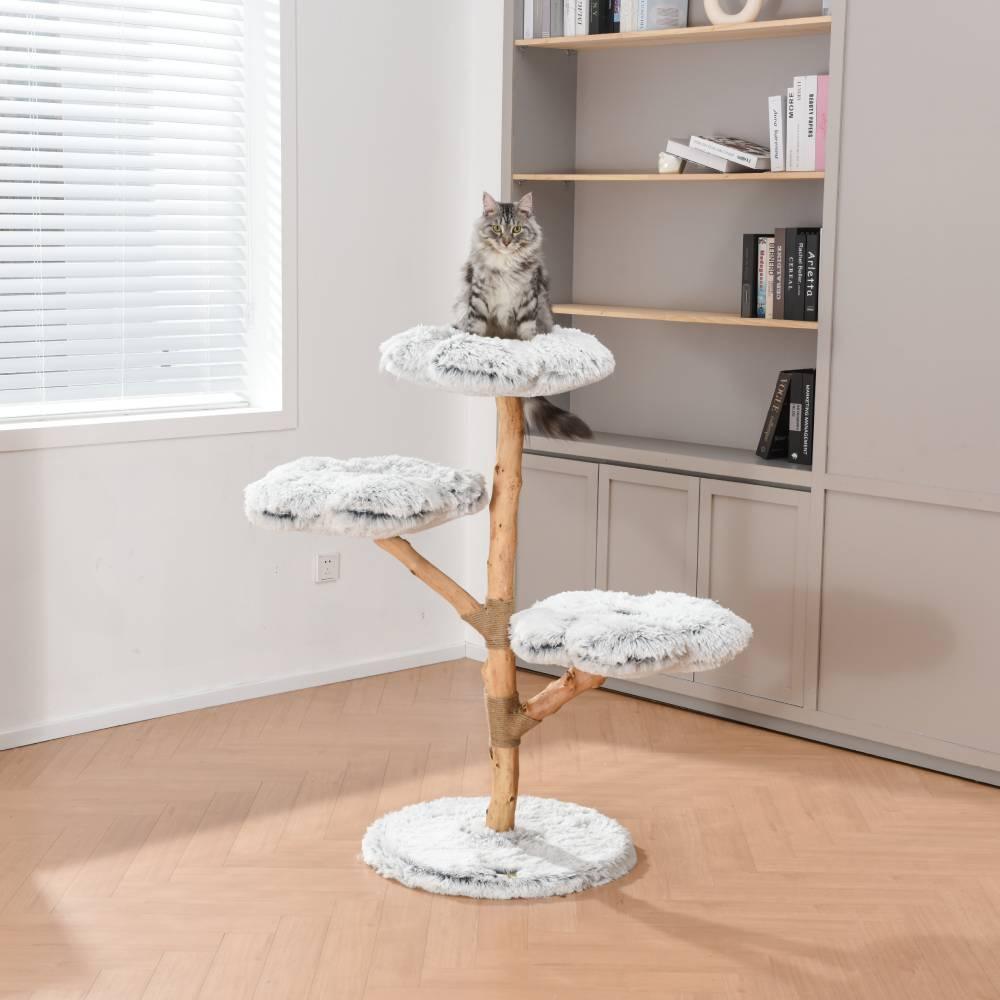 Michu Fluffy Blossom Real Wood Cat Tree - Premium Quality & Stylish Cat Furniture - Extra Large - Michu Australia