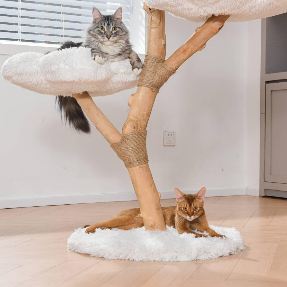 Michu Fluffy Blossom Real Wood Cat Tree - Premium Quality & Stylish Cat Furniture - Extra Large - Michu Australia