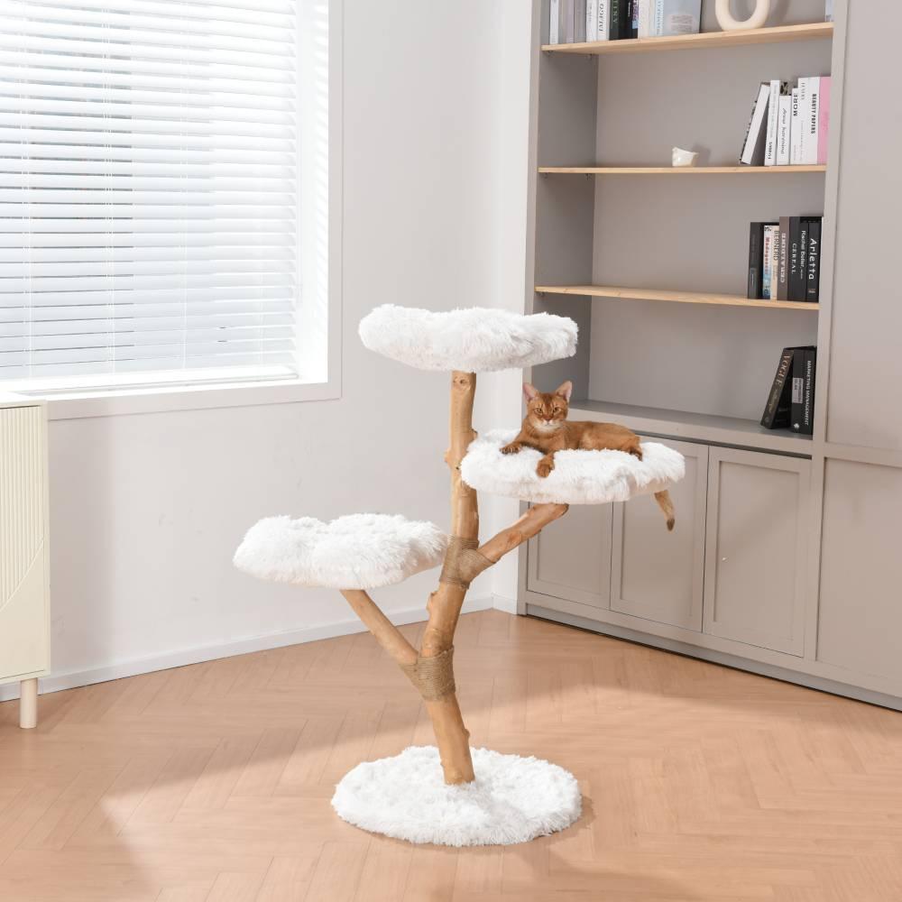 Michu Fluffy Blossom Real Wood Cat Tree - Premium Quality & Stylish Cat Furniture - Extra Large - Michu Australia