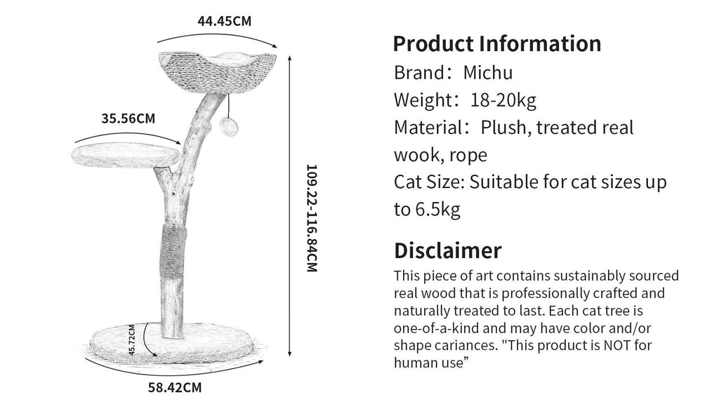 Michu Selected Real Wood Cat Tree, Medium - Furrytail