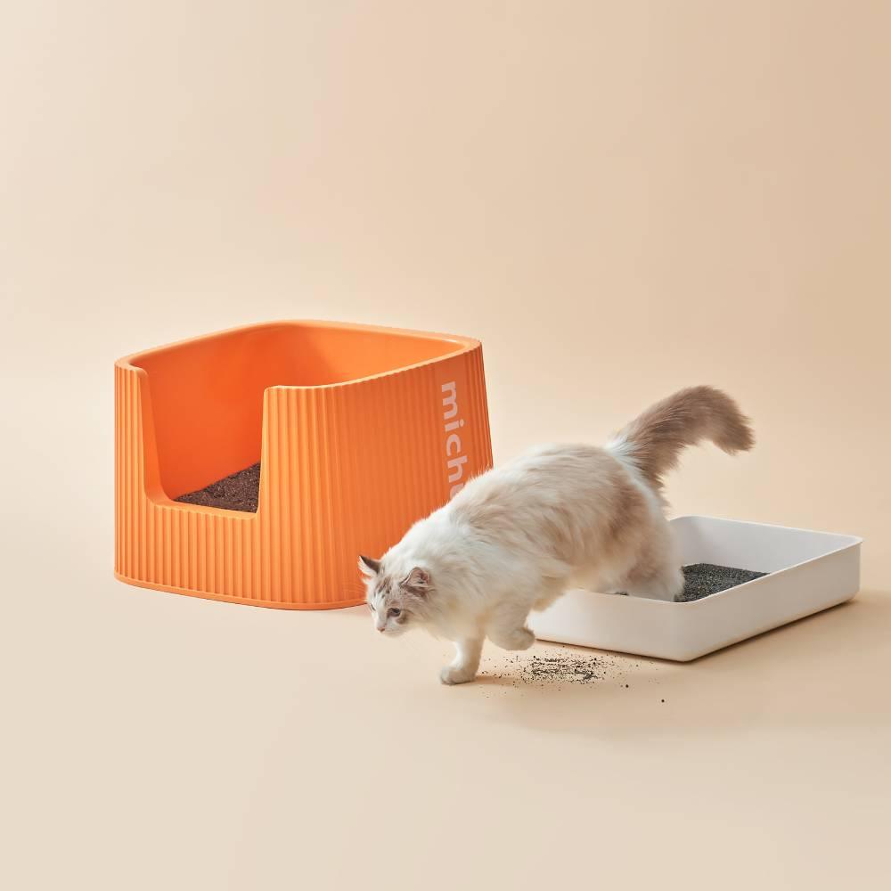 Michu XXL Container Cat Litter Box with Scoop, Coral and BoBa - Michu Australia