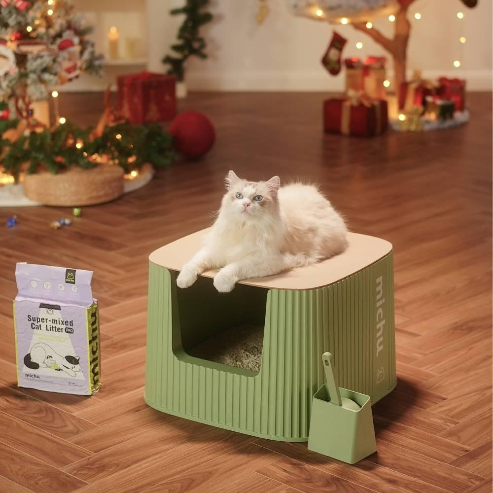 Michu XXL Sage Deluxe Cat Litter Box - Spacious Design - Michu Australia